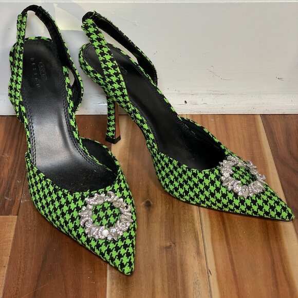 ASOS Green Houndstooth Heels (US 10) - Picture 1 of 7
